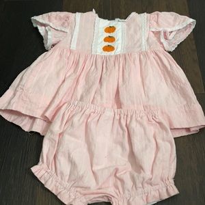Cecil and Lou Pink Linen Lace Pumpkin Diaper Set.